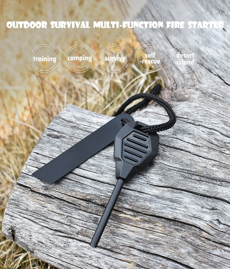 Double Scraper Design Emergency Flintstone Fire Steel Magnesium Lighter Ferro Rod Flint Fire Starter for Camping Tool Kits