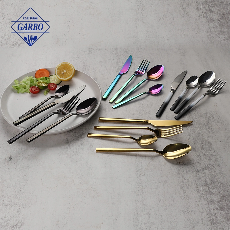 Titanium Plated Stainless Steel Flatware Gold Black Color Cutlery