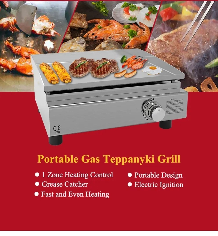 Commercial Flat Plate Gas Grill Easy to Clean High Quality Gas Griddle Combo