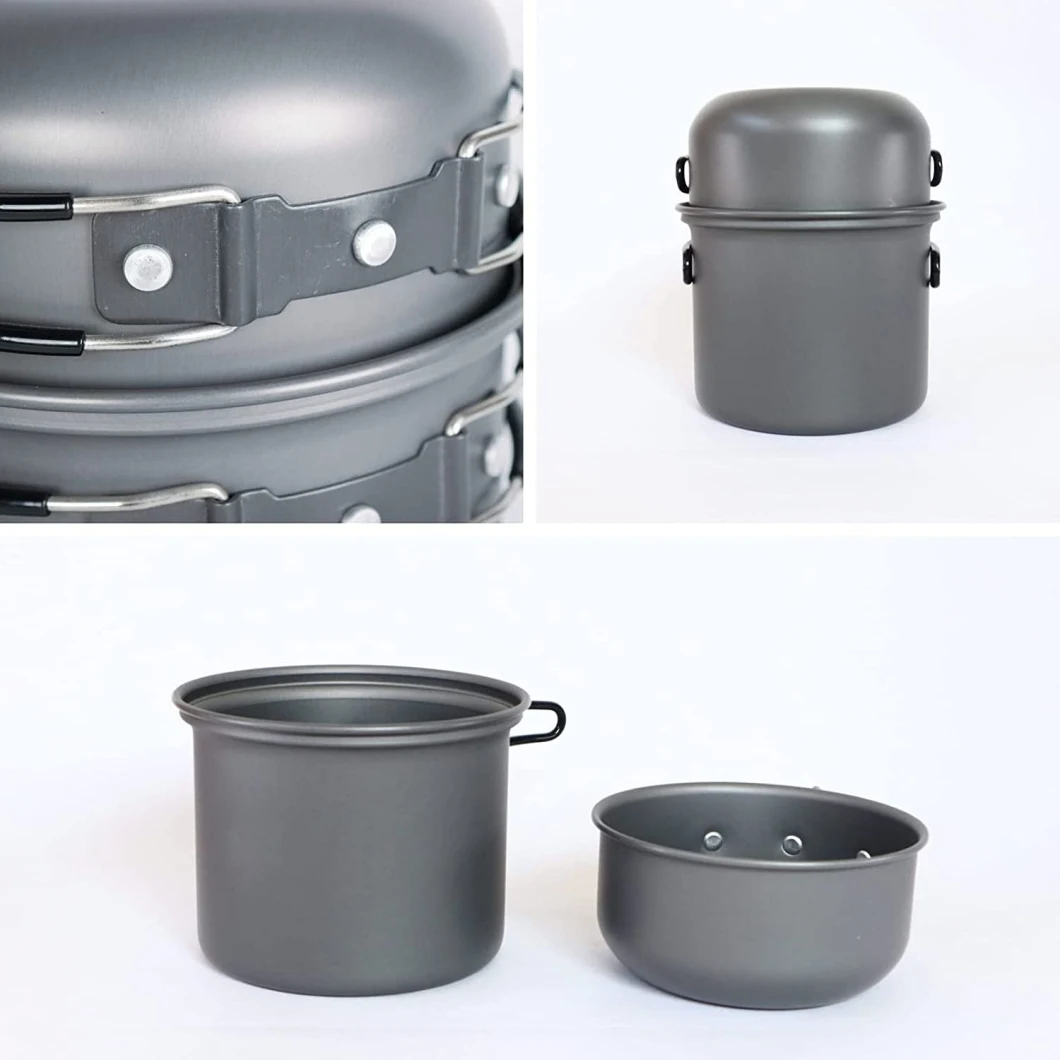 Camping Cooker Set Aluminum Hard Anodized Solo Cooker Set with Storage Bag Outdoor Wyz16053