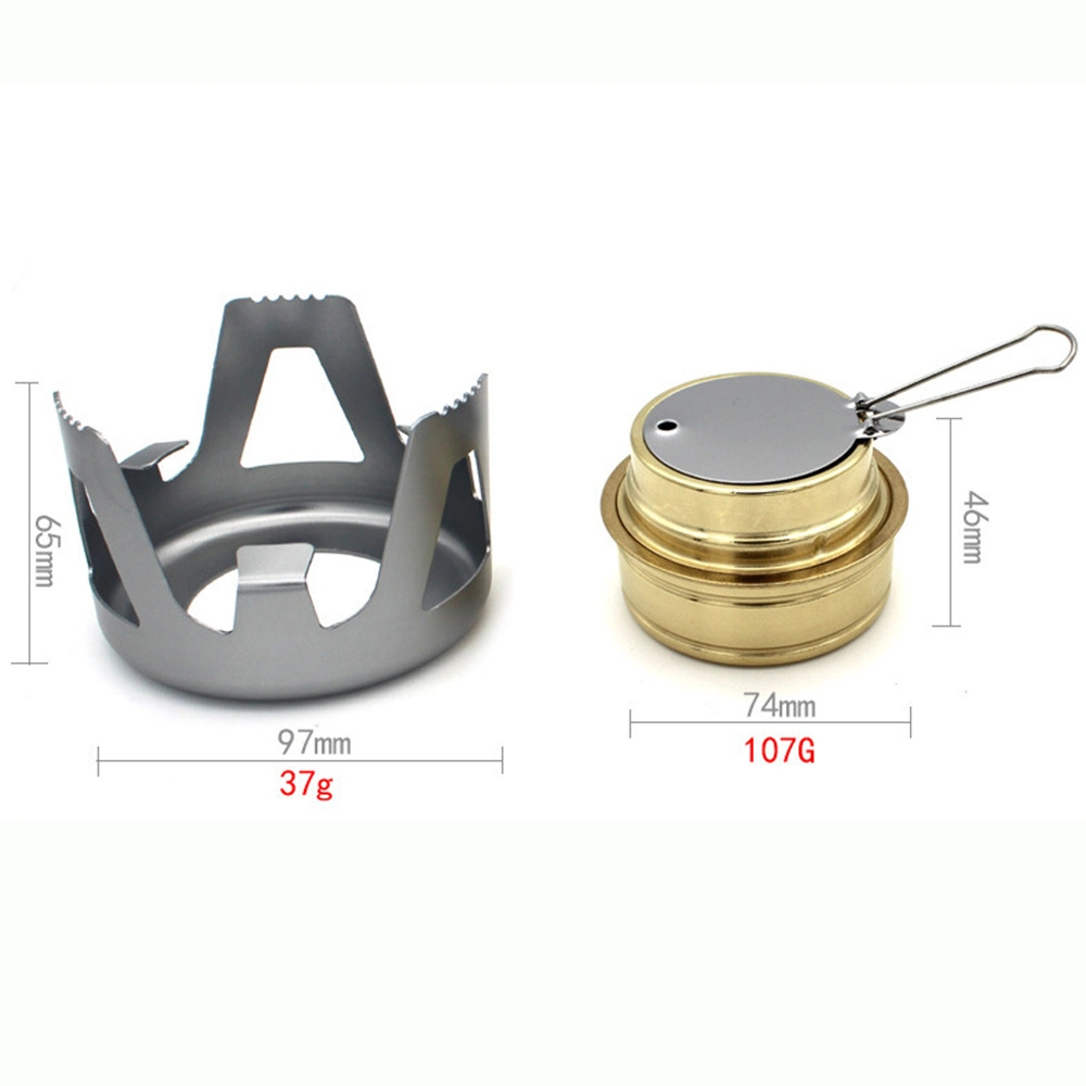 Portable Mini Alcohol Burner, Mini Alcohol Stove for Backpacking, Lightweight Brass Burner with Aluminum Stand for Camping Hiking Wbb13301