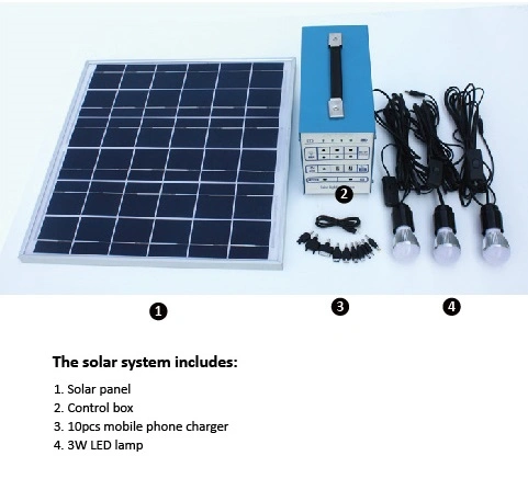 Outdoor and Indoor 10W Solar System for Lighting Africa