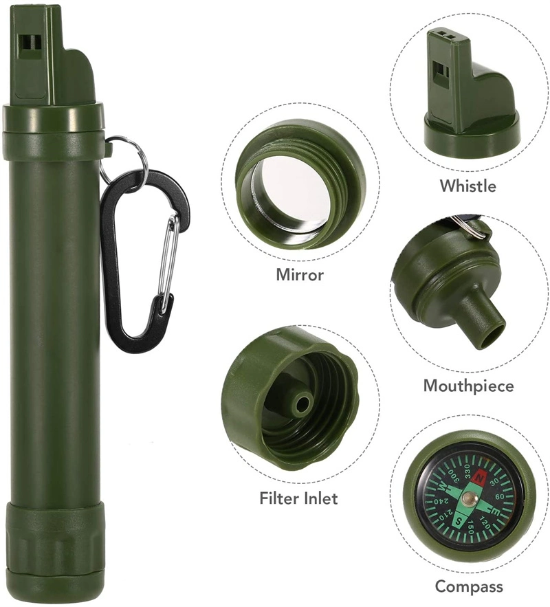 Outdoor Camping Hiking Emergency Survival Portable Water Purifier Straw Personal Water Filter Straw Gear