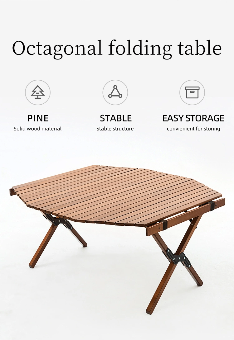 Wooden Folding Egg Roll Table Omelet Camping Table Outdoor Furniture