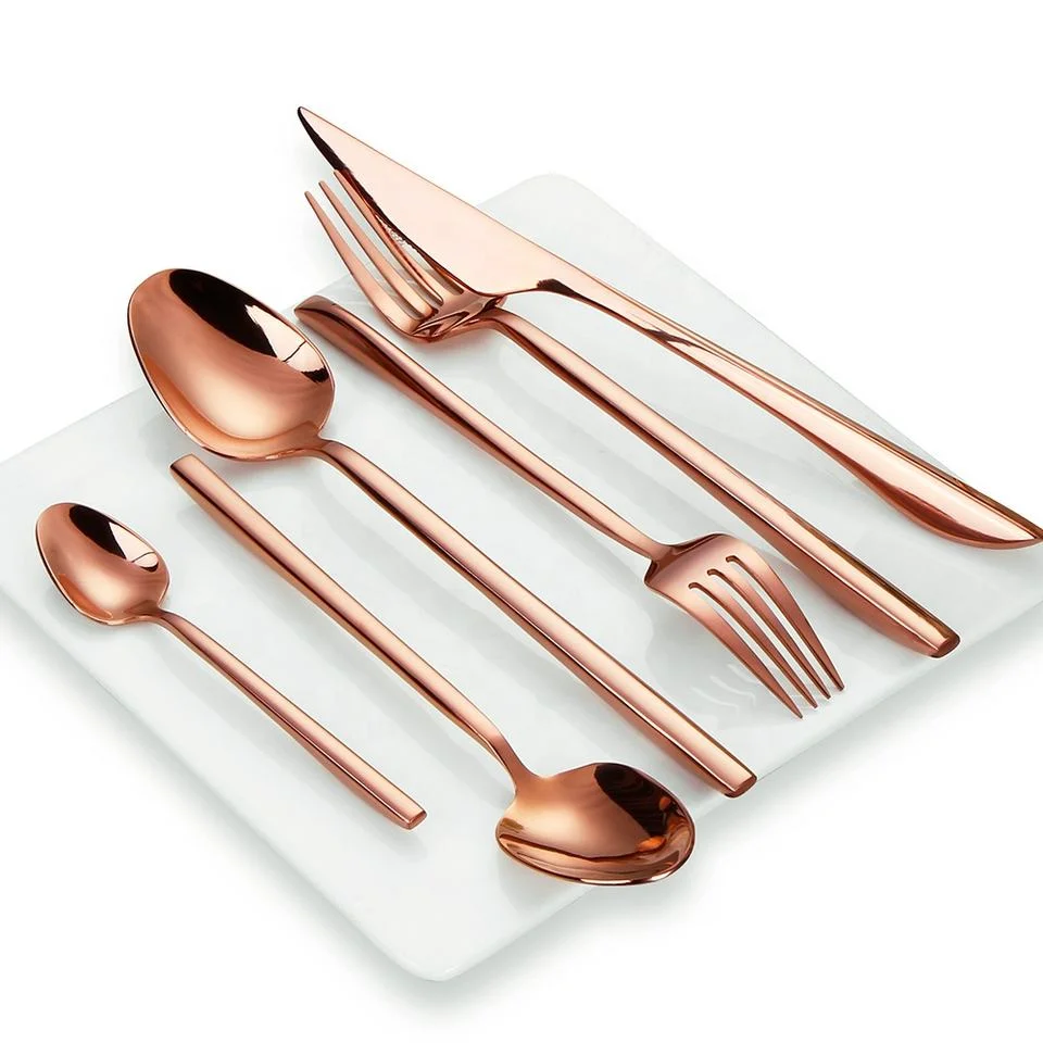 Restaurant Flatware Set Stainless Steel Gold, PVD Titanium Plated Gold Spoons, Gold Cutlery