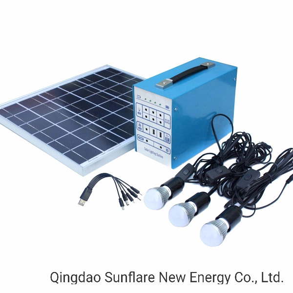 Outdoor and Indoor 10W Solar System for Lighting Africa