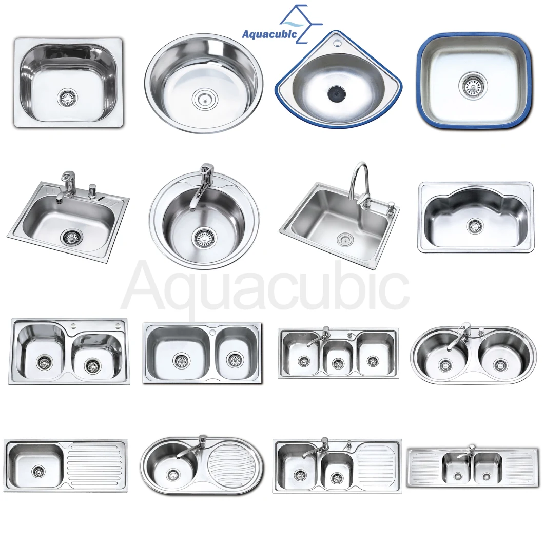 Aquacubic Kitchen Sink Stainless Steel Finished Brushed Single Bowl Sink Kitchen Above Counter or Undermount
