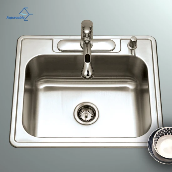 Aquacubic Kitchen Sink Stainless Steel Finished Brushed Single Bowl Sink Kitchen Above Counter or Undermount