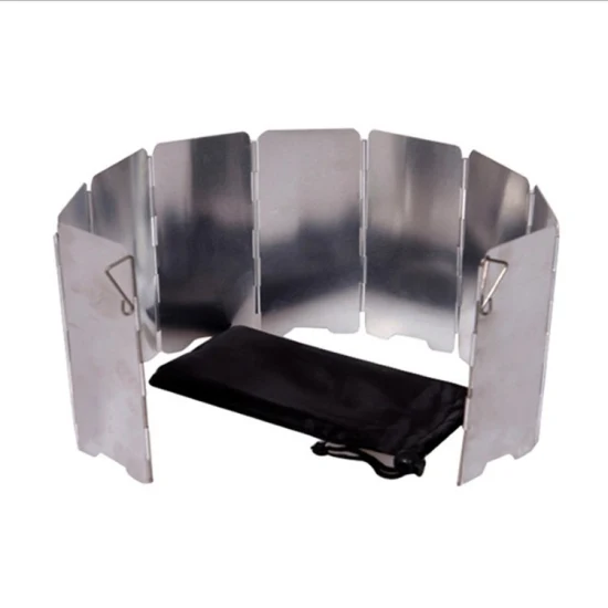Folding Outdoor Stove Windscreen, 9 Plates Aluminum Camping Stove Windshield with Carrying Bag