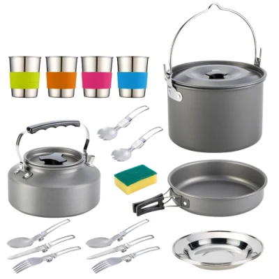 Portable Customized High Quality Aluminum Alloy Ultra Light Outdoor Packing Hiking Climbing Camping Cookware Set