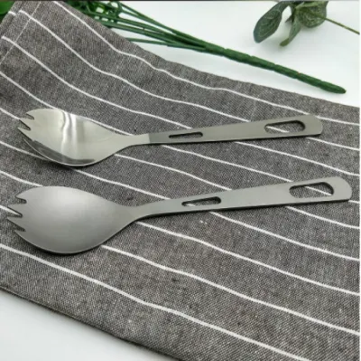 Ultralight Titanium Metal Travel Camping Home Use Cutlery Set Folding Fork and Spoon