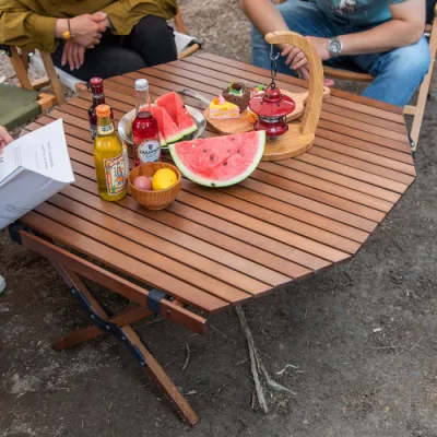 Wooden Folding Egg Roll Table Omelet Camping Table Outdoor Furniture