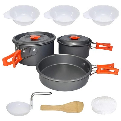New Portable Ultralight Aluminum Outdoor Camping Hiking Fishing Cookware Cooking Picnic Pan Set 3-4 Person